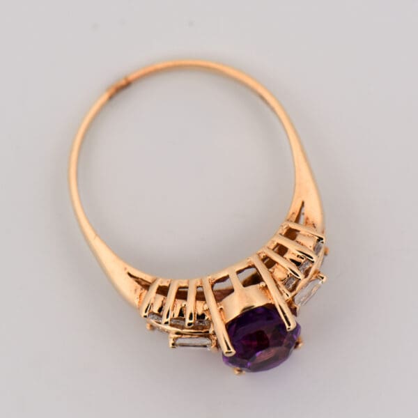 vintage amethyst and diamond ring with baguettes 2