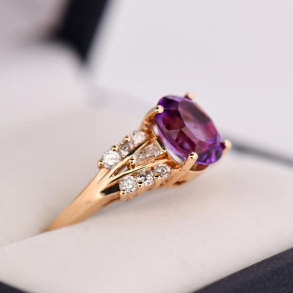 vintage amethyst and diamond ring with baguettes 3