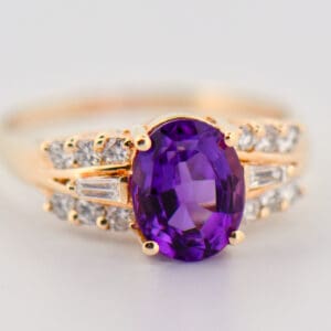 vintage amethyst and diamond ring with baguettes