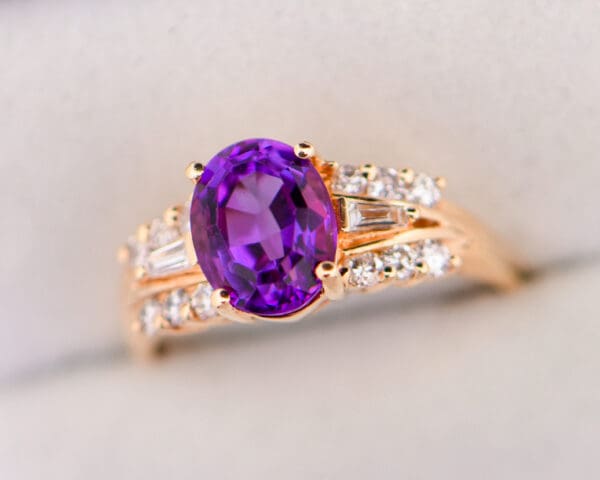 vintage amethyst and diamond ring with baguettes 4