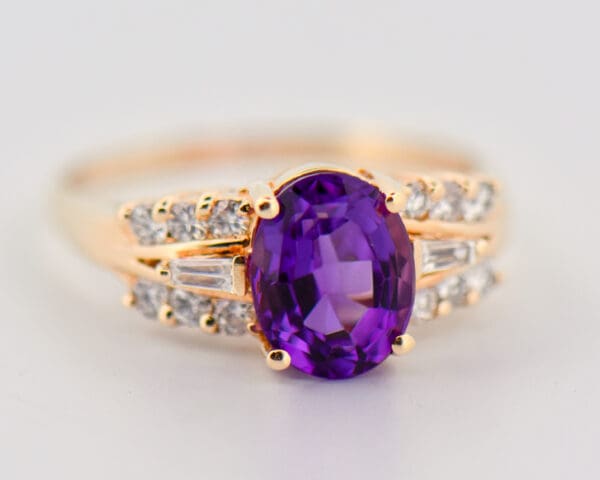 vintage amethyst and diamond ring with baguettes