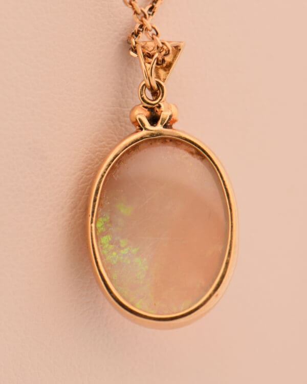 vintage bezel set yellow gold crystal opal and diamond pendant 2