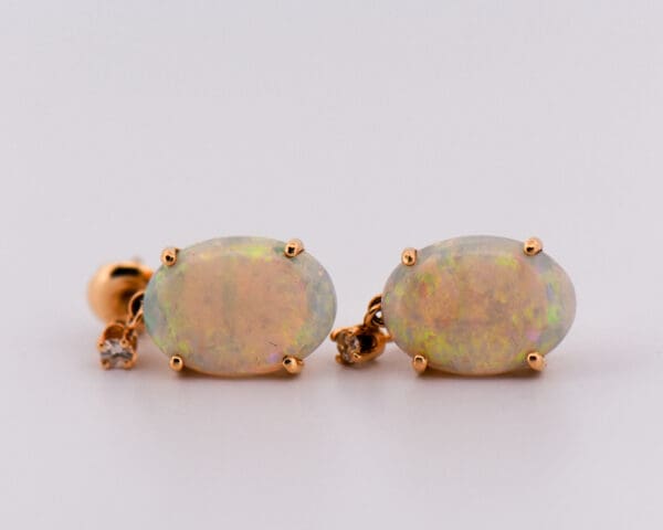 vintage large opal and diamond dangle earrings 3