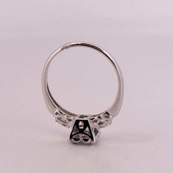 vintage white gold and diamond engagement ring with buttercup illusion setting 2