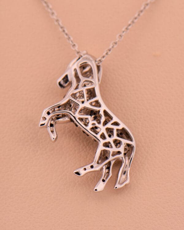 white gold and diamonds 3d figural zebra pendant 3