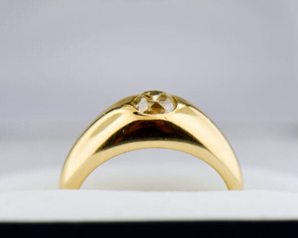 old mine cut diamond low profile gold band ring 2