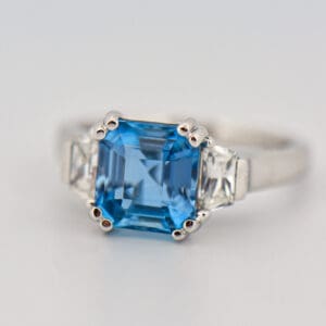 santa maria aquamarine and diamond platinum engagement ring